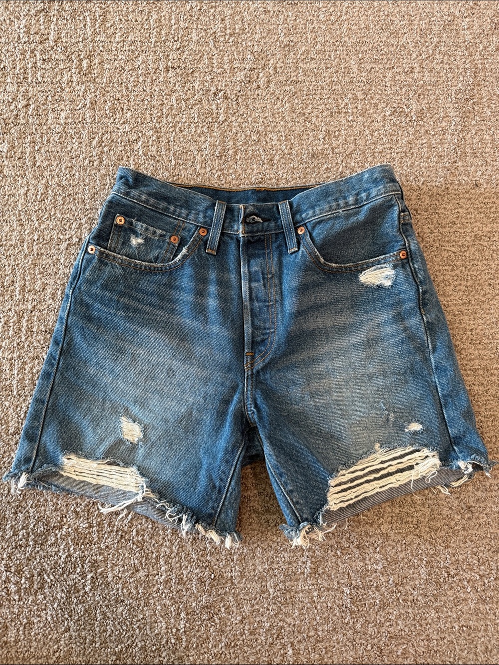 Distressed High-Waist 501 Denim Shorts